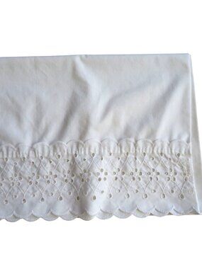 One Vintage Wamsutta White King Pillowcase Scalloped Eyelet Hem Cottage USA Made